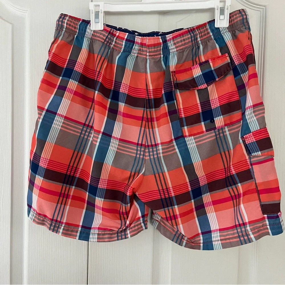 Tommy Bahama Swim Trunks Mens Large Plaid Lined Elastic Waist And Drawstring